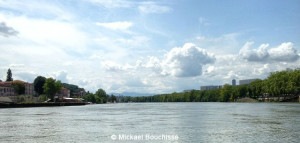 Ein Blick auf den Saône von der Île Barbe, Lyon