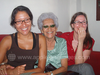 Students with Cuban host mother