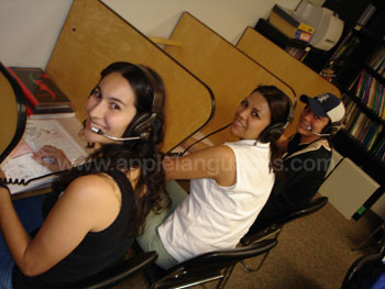 Students using the resource center