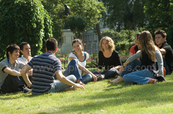 Students relaxing in the park