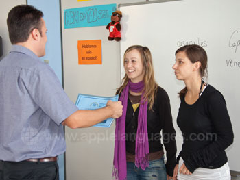 Students receiving certificates
