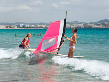 Students windsurfing