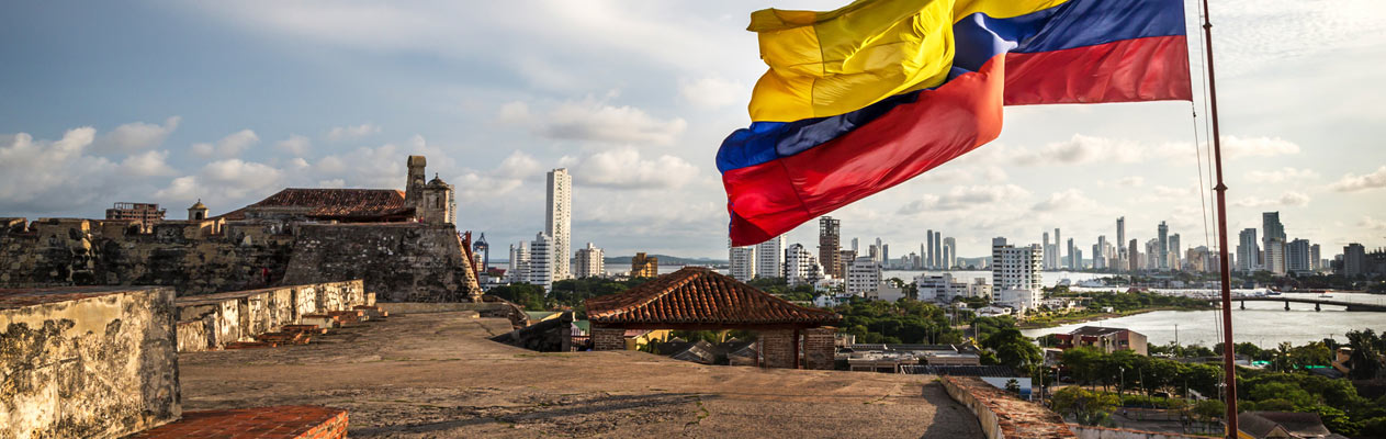 Traditionelle Straße in Cartagena, Kolumbien